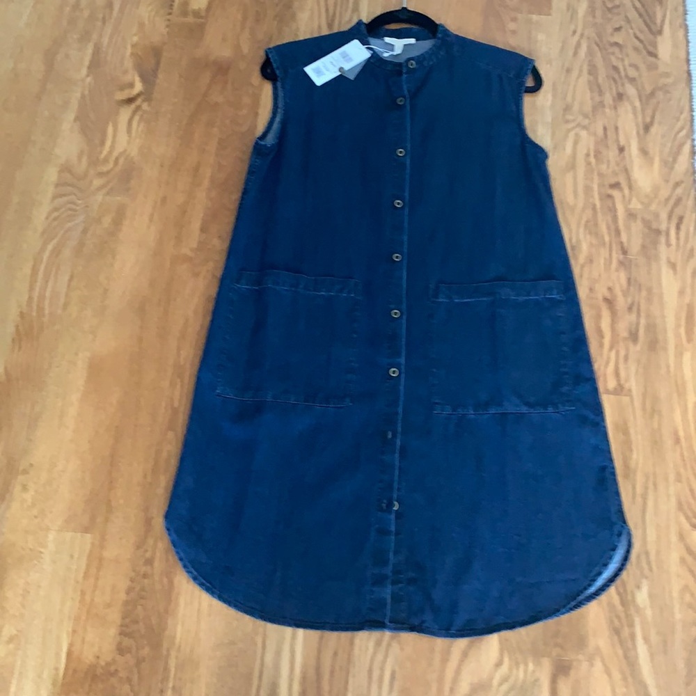 Sleeveless button front Eileen Fisher dress